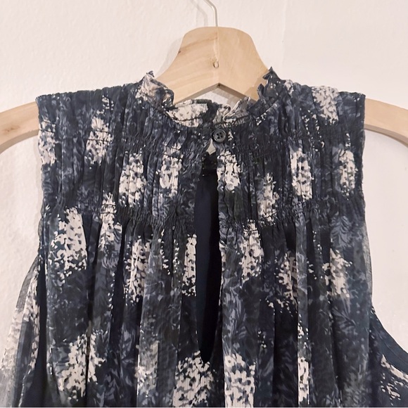 Joie Baltic Dress Pleated Shift Mini Sleeveless Navy Abstract Floral - Picture 7 of 9